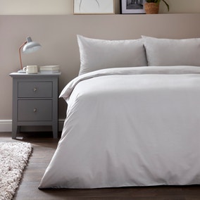 Silver Plain Dye Duvet Cover and Pillowcase Set