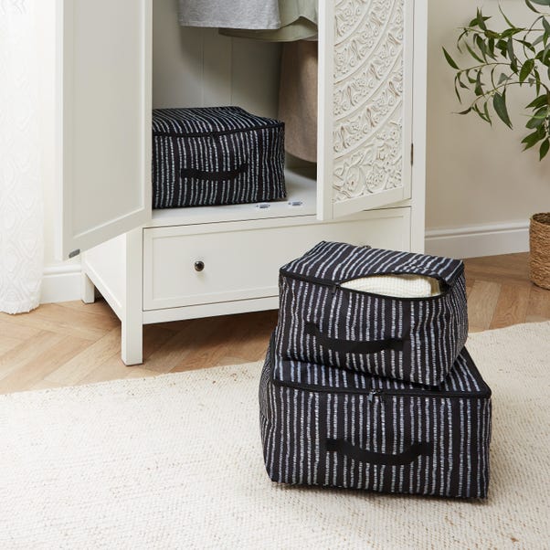 Recycled Fabric Storage Bags Set of 3 Black Black