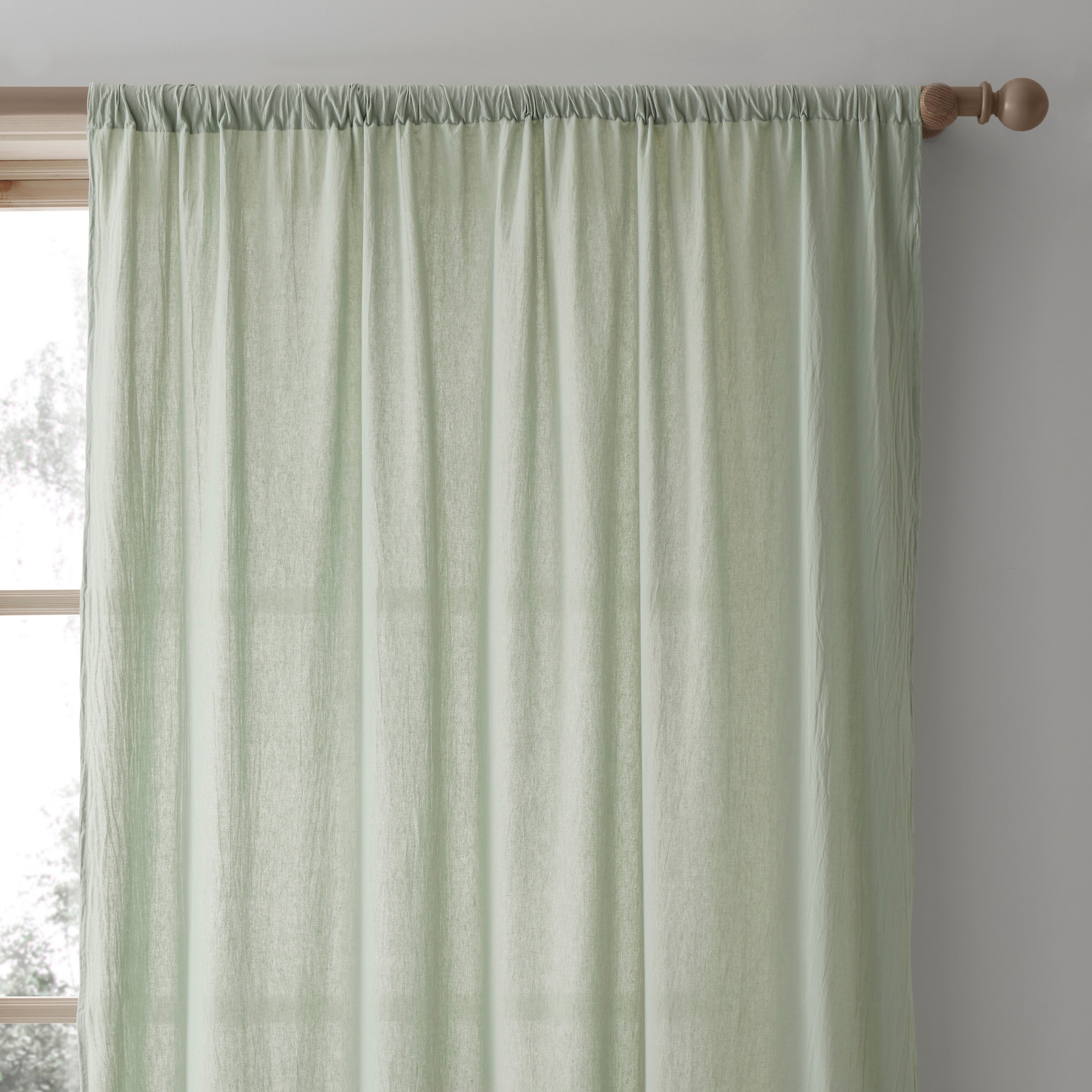 Crinkle Cotton Sage Slot Top Single Voile Panel