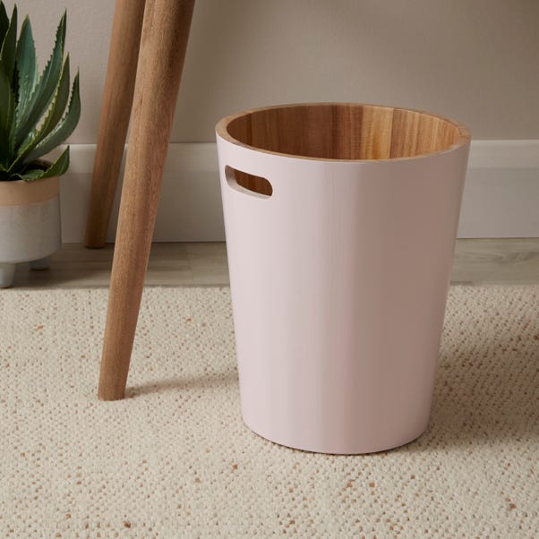 Wooden Waste Paper Bin Pink
