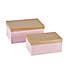 Set of 2 Wooden Lidded Boxes Pink