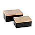 Set of 2 Wooden Lidded Boxes Black