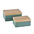 Set of 2 Wooden Lidded Boxes Green