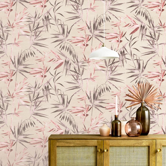 Belgravia Decor Rosa Smooth Floral Blush and Grey Wallpaper  Homebase