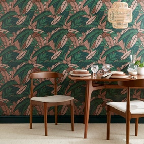 Vintage Tropical Jungle Green Wallpaper
