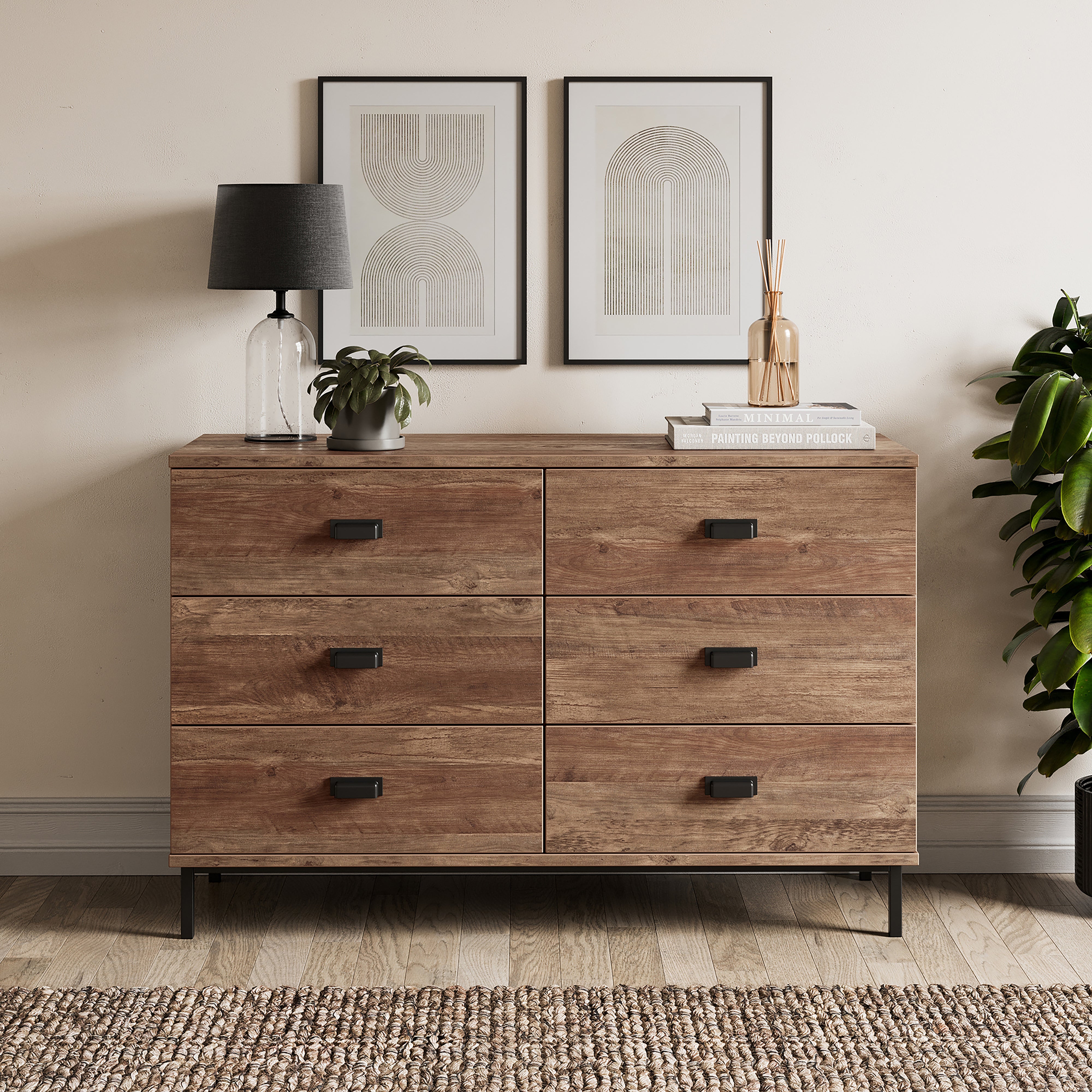 Fulton 6 Drawer Chest Pine Effect Brown