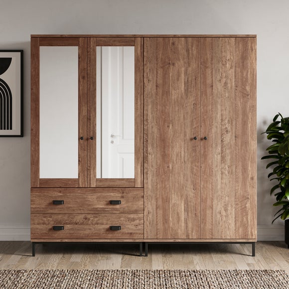 Solid pine 4 on sale door wardrobe