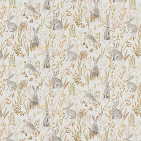 By the Metre Wild Rabbit Oil Cloth Natural