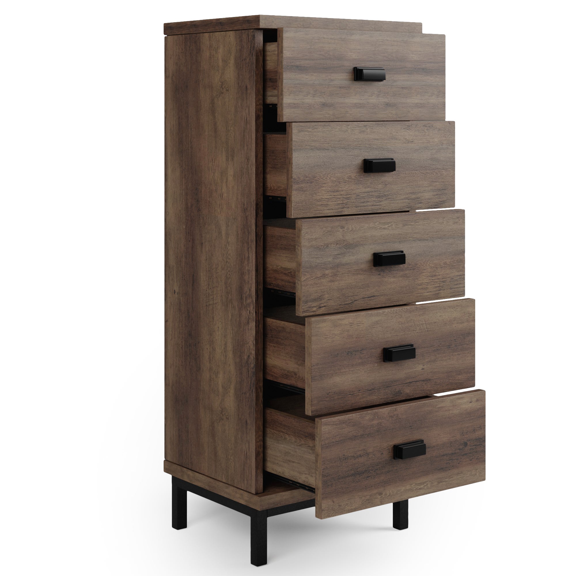 Fulton Tall 5 Drawer Chest Pine Effect Brown