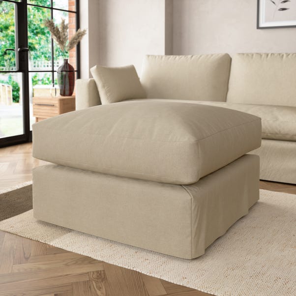 Alnwick Footstool Soft Cotton Warm Natural