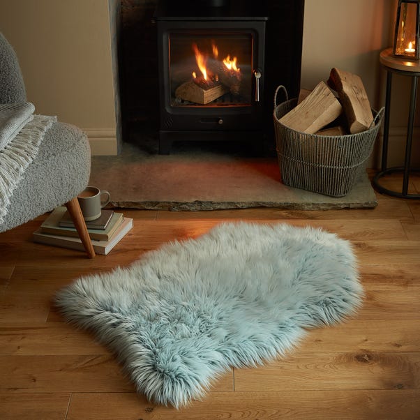 Tipped Faux Fur Pelt Rug Blue undefined