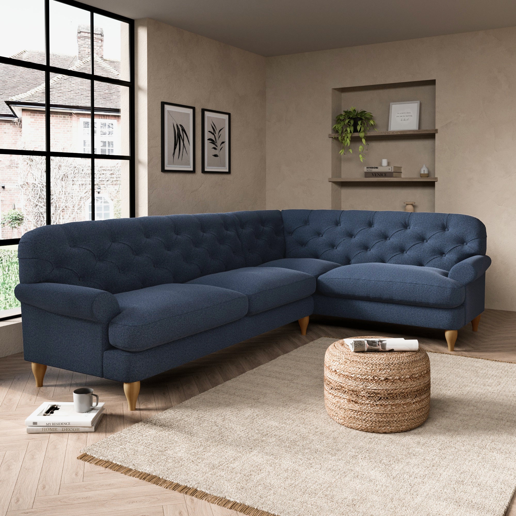 Canterbury Corner Sofa Navy Blue