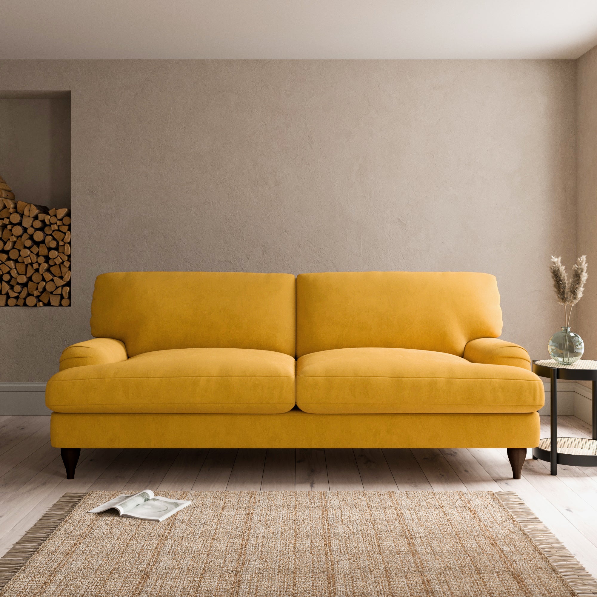 Darwin 4 Seater Sofa Luxury Velvet Old Gold