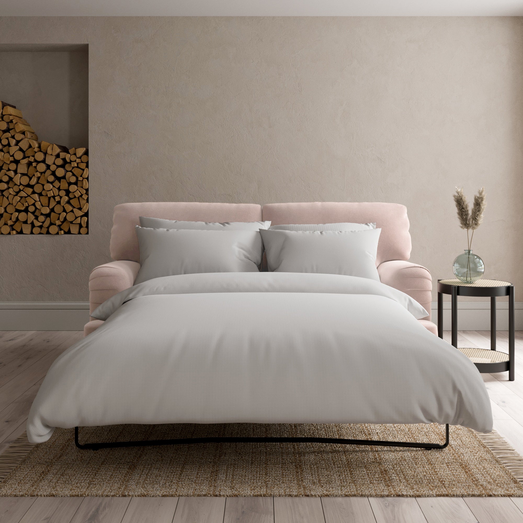 Darwin Luxury Velvet Sofa Bed Luxury Velvet Peach Blush