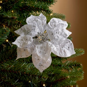 Velvet White Poinsettia Clip