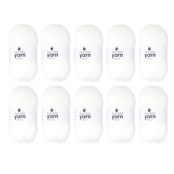 Pack of 10 DK Twinkle Yarn 100g Balls White