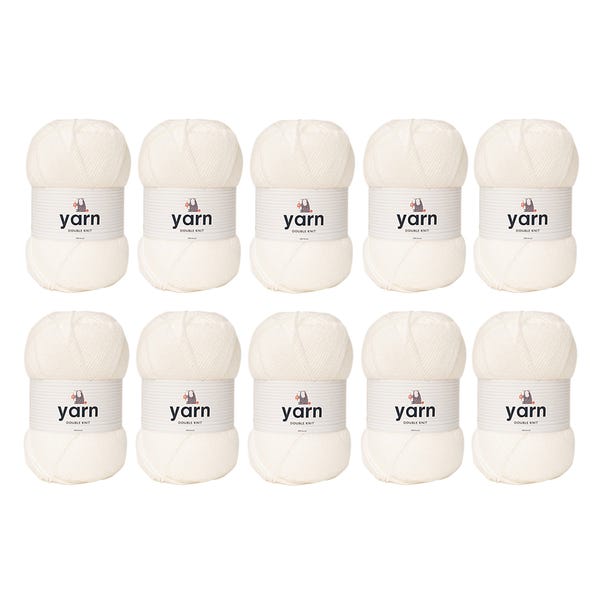 Pack of 10 DK Yarn 100g Balls White