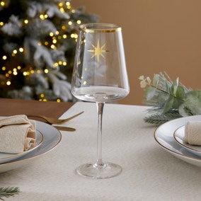 Set of 4 Gold Star White Wine Glasses