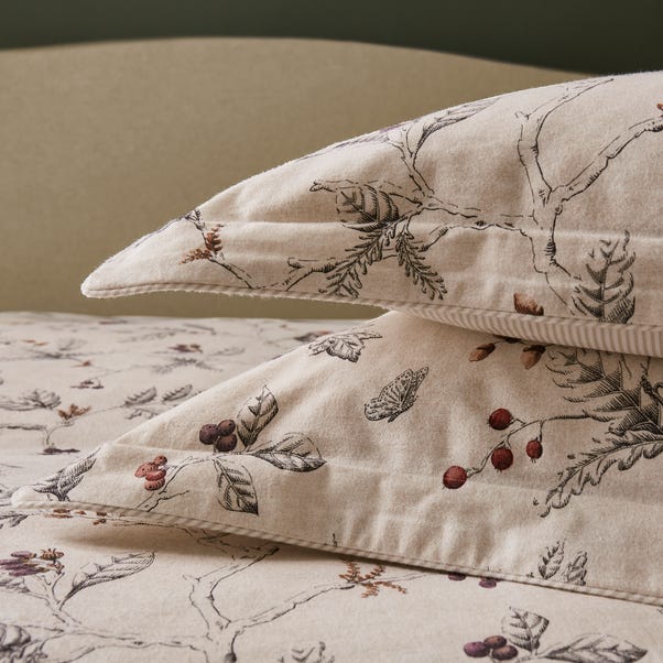 Dorma Woodland 100% Brushed Cotton Oxford Pillowcase Pair MultiColoured