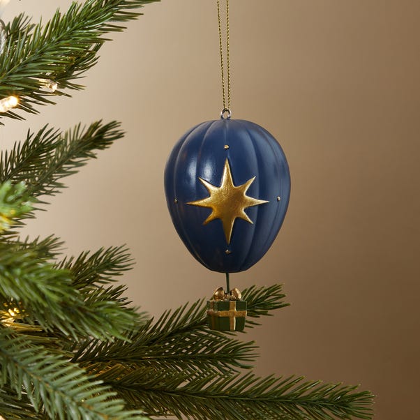 Hot Air Balloon Blue Hanging Christmas Decoration Blue