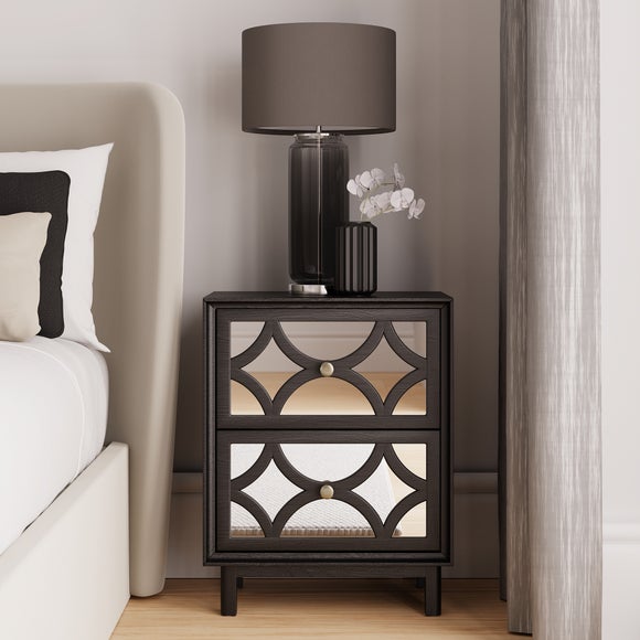 Grey on sale mirrored nightstand