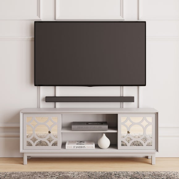 grey mirrored tv stand