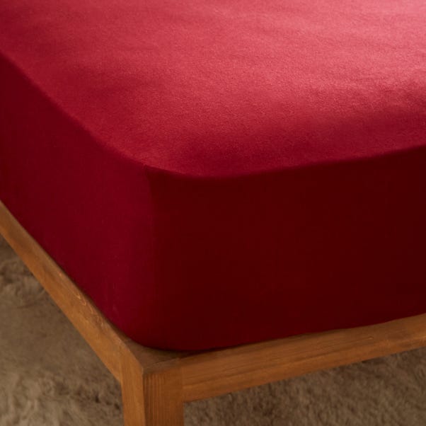Dorma Premium 100% Brushed Cotton 35cm Fitted Sheet Red undefined