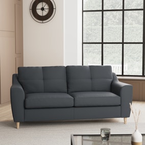 Baxter Kalman Navy Faux Leather 3 Seater Sofa
