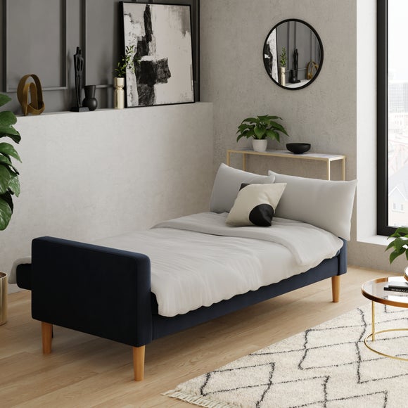 Jacob Velvet Sofabed Luxe Navy Dunelm