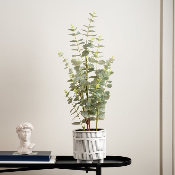 Artificial Eucalyptus Tree In Black Plant Pot