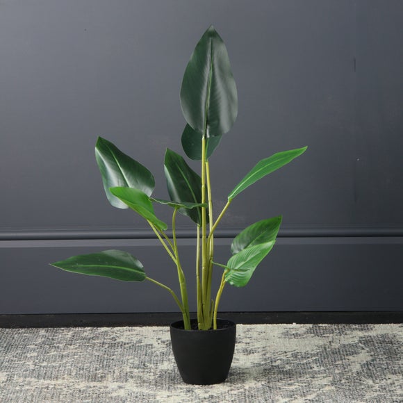 Artificial Real Touch Bird Of Paradise Plant In Black Plant Pot