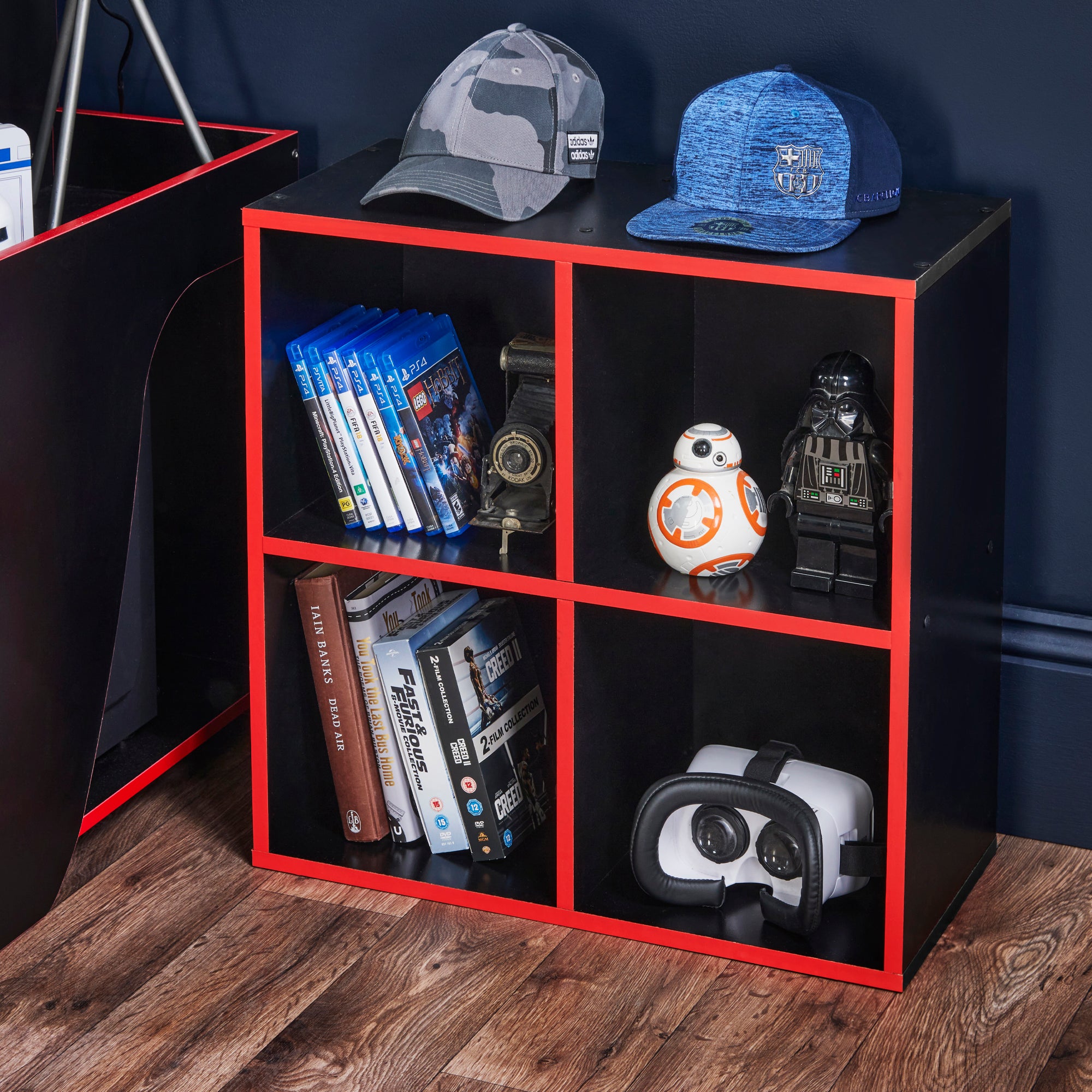 Photos - Wall Shelf Cube Black 4  Storage Unit Red 