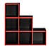Black 6 Cube Storage Unit Red