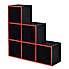 Black 6 Cube Storage Unit Red