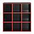 Black 9 Cube Storage Unit Red