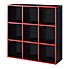 Black 9 Cube Storage Unit Red