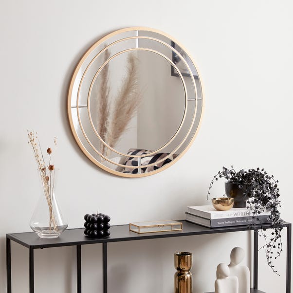 Double Frame Round Wall Mirror, 60cm Gold
