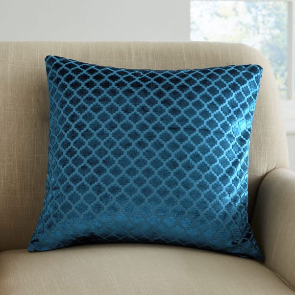 Cut Velvet Cushion Charm Blue