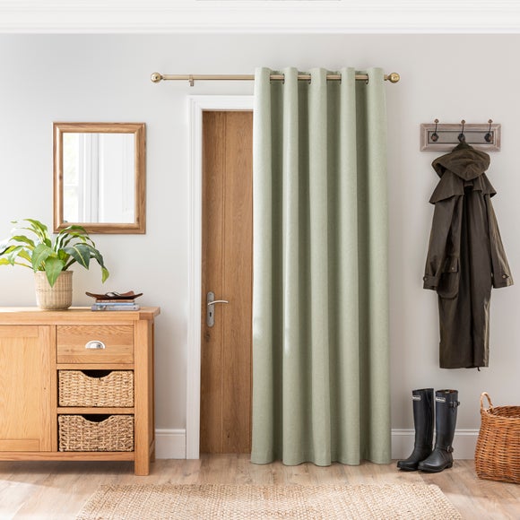 Luna Brushed Blackout Eyelet Door Curtain | Dunelm