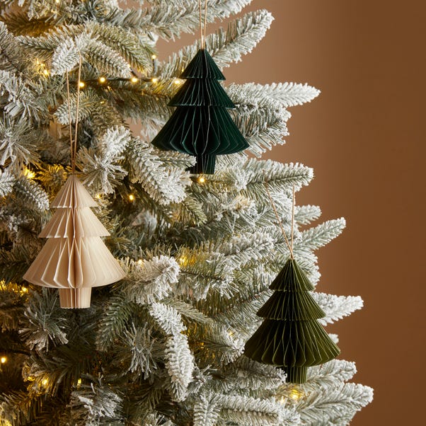 Set of 3 Paper Tree Hanging Decoration Assorted