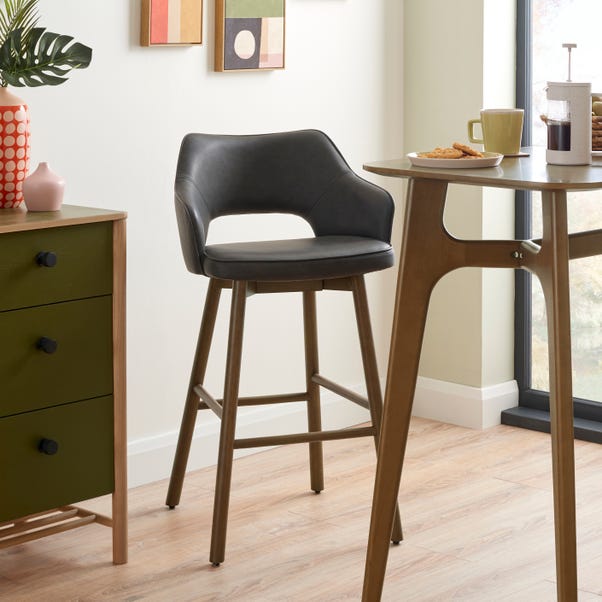 Elements Bar Height Stools, Black Faux Leather image 1 of 10