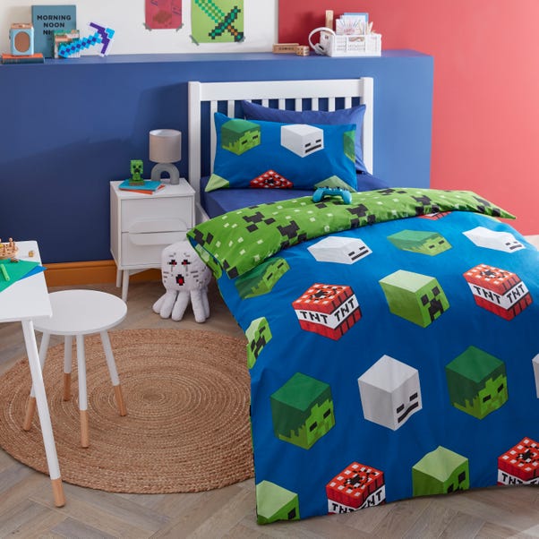 Minecraft Single Duvet Cover and Pillowcase Set MultiColoured undefined