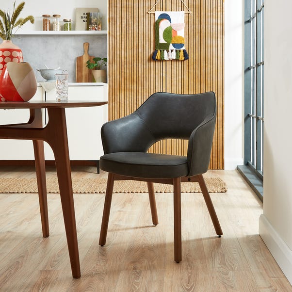 Elements Karin Dining Chair, Black Faux Leather image 1 of 10