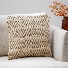 Jute and Cotton Zig Zag Cushion Natural