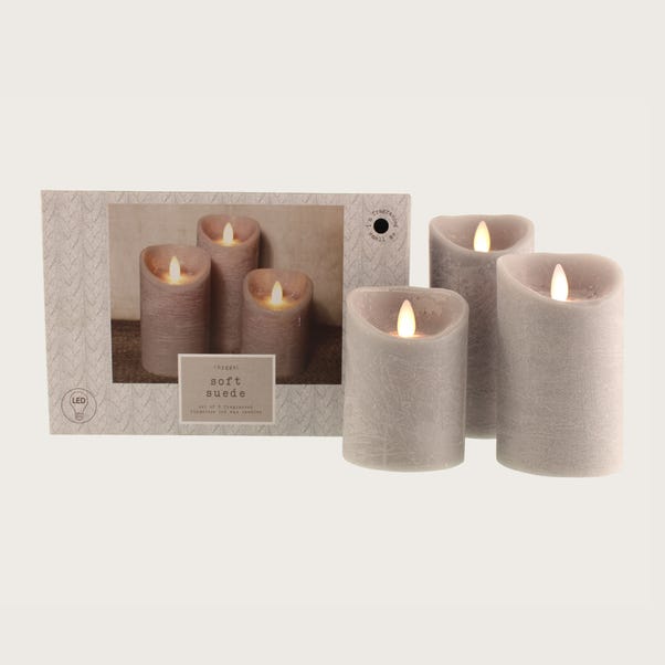 Set of 3 Hygge Textured LED Pillar Candles image 1 of 4