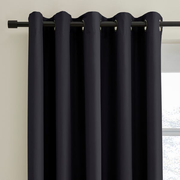 Berlin Black Thermal Blackout Eyelet Curtains  undefined