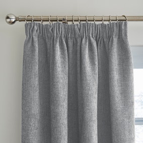 Ensley Chenille Thermal Dove Grey Pencil Pleat Curtains