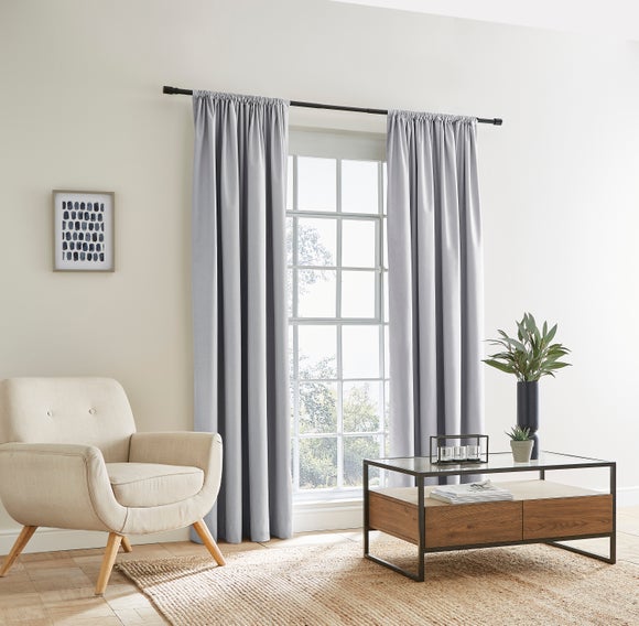 Berlin Soft Grey Thermal Blackout Tab Top Curtains Dunelm