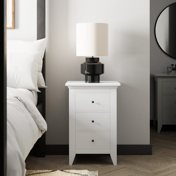 Lynton 3 Drawer Bedside Table, White image 1 of 8