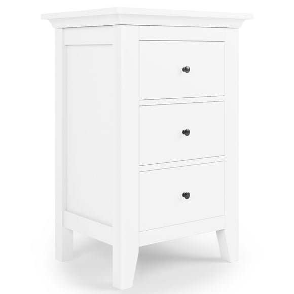 Lynton 3 Drawer Bedside White | Dunelm